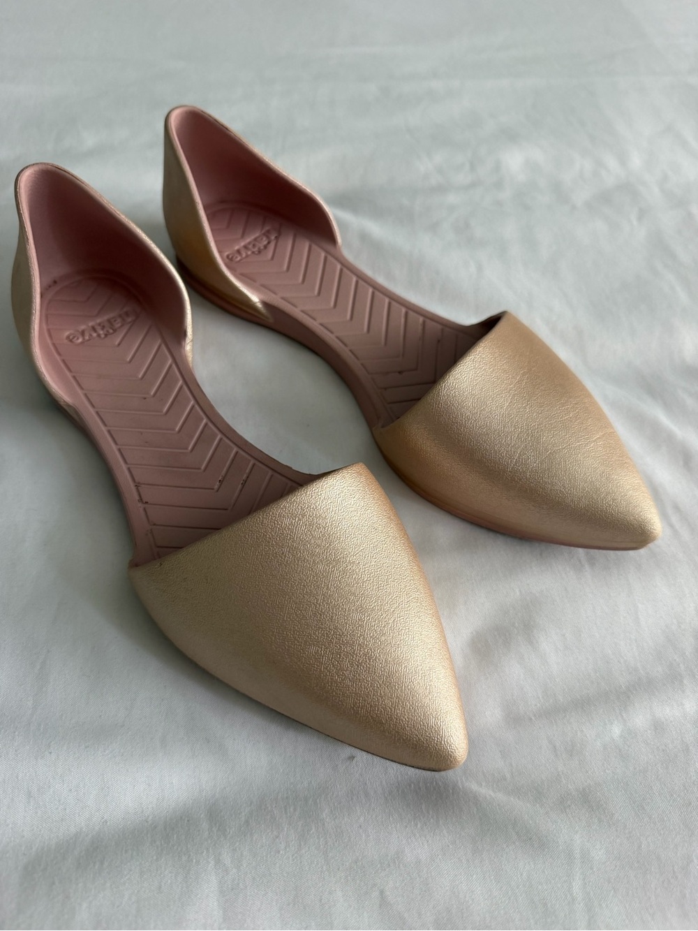 Native "Audrey" Gold Metallic D'Orsay Pointed Toe Slip-On Flats